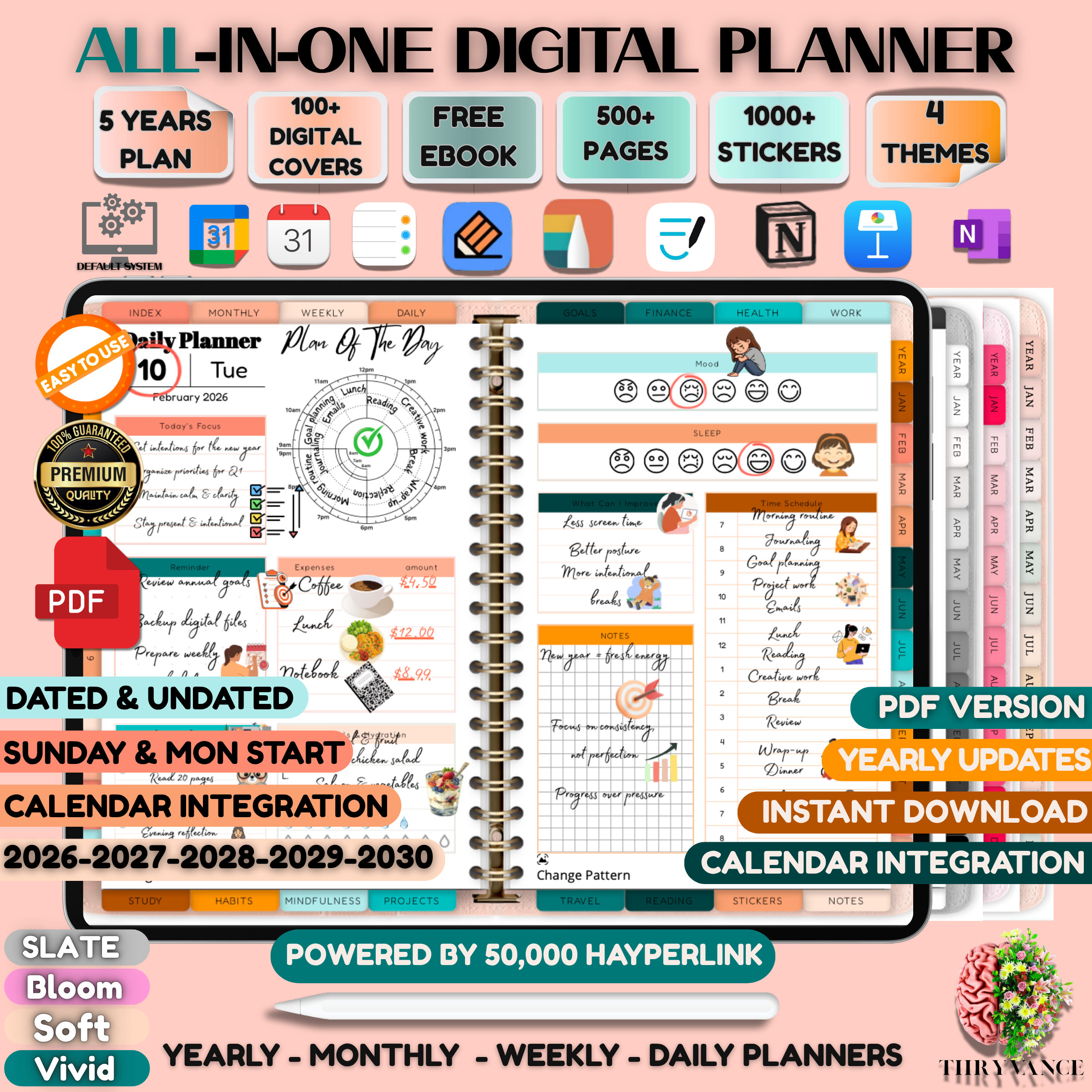All in one digital planner(2026-2027-2028-2029-2030)